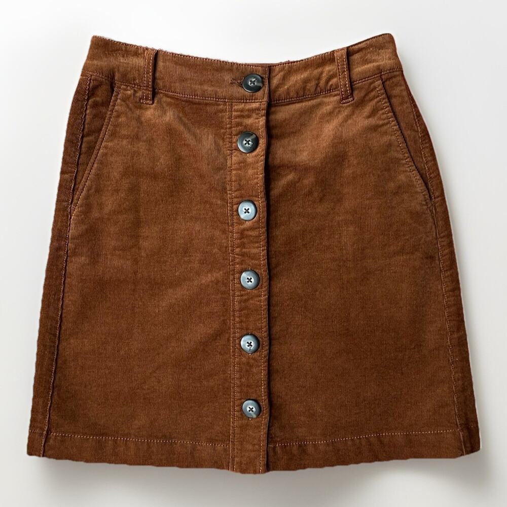 Cabi University Skirt Women's Size 2 Brown Mini Corduroy Button Front